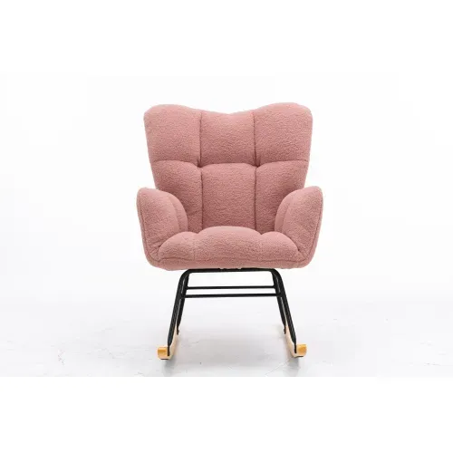 Fauteuil à Bascule Chaise à Bascule Rocking Chair Fauteuil Relax Teddy Rose