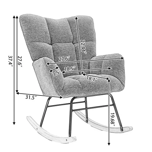 Fauteuil à Bascule Chaise à Bascule Rocking Chair Fauteuil Relax Teddy Rose