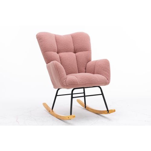 Fauteuil à Bascule Chaise à Bascule Rocking Chair Fauteuil Relax Teddy Rose
