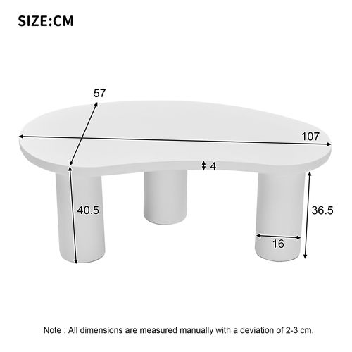 Table Basse Forme Irrégulière En Demi-lune Blanc