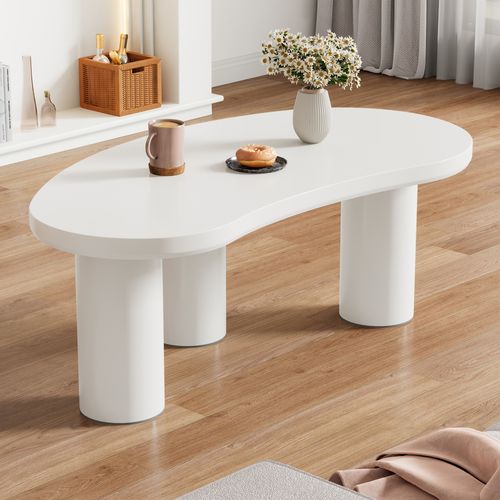 Table Basse Forme Irrégulière En Demi-lune Blanc