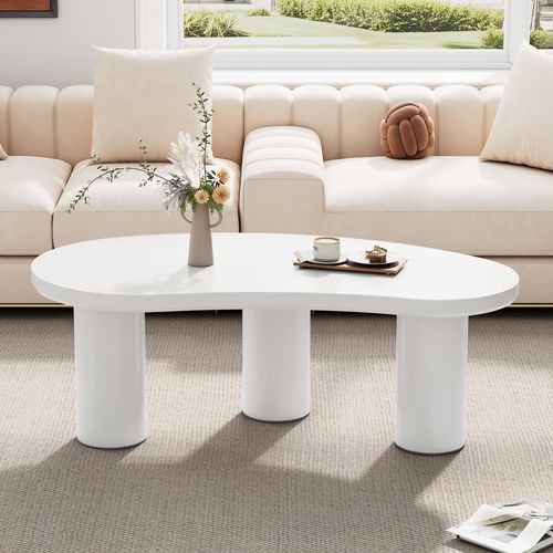 Table Basse Forme Irrégulière En Demi-lune Blanc