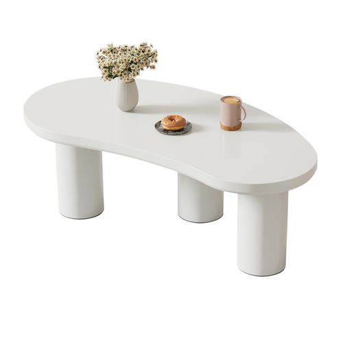 Table Basse Forme Irrégulière En Demi-lune Blanc