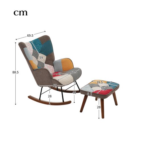 Rocking Chair Avec Repose-pieds Multicolore