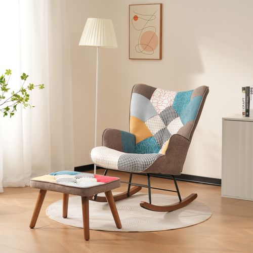 Rocking Chair Avec Repose-pieds Multicolore