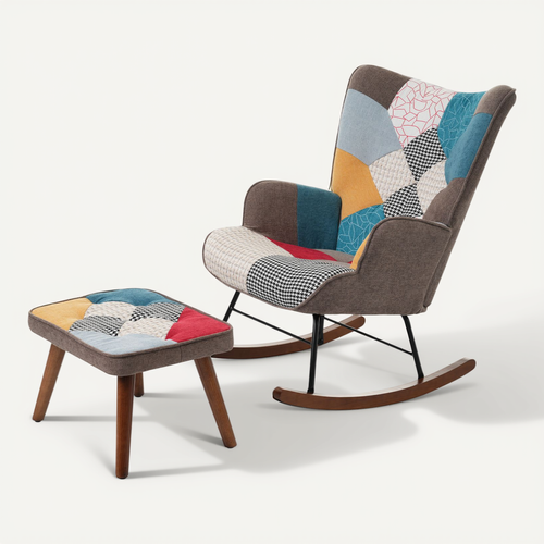 Rocking Chair Avec Repose-pieds Multicolore