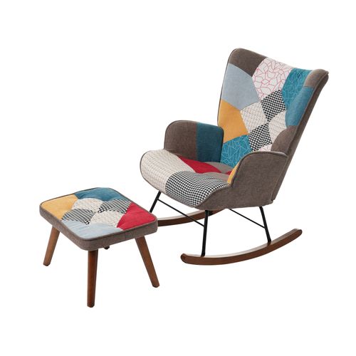 Rocking Chair Avec Repose-pieds Multicolore