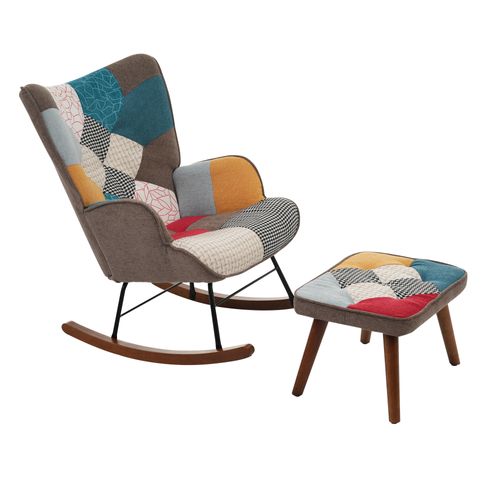 Rocking Chair Avec Repose-pieds Multicolore