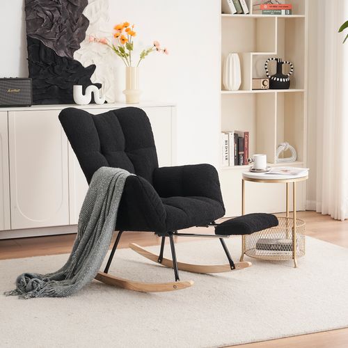 Fauteuil à Bascule Avec Repose-Pieds HOMCOM - Tissu Gris, Dossier Haut, Assise Large, Charge 130kg - 7