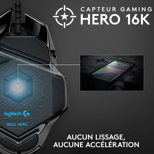 Souris Gamer - Filaire - G502 Hero - Noir