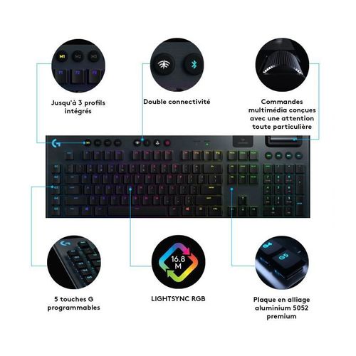 Clavier Gaming Mécanique - G915 Lightspeed Rvb - Gl Tactile Switch