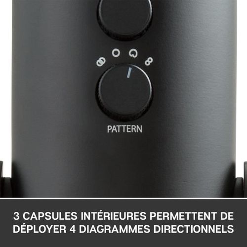 Microphone Usb - Blue Yeti - Pour Enregistrement, Streaming, Gaming, Podcast Sur PC Ou Mac - Noir