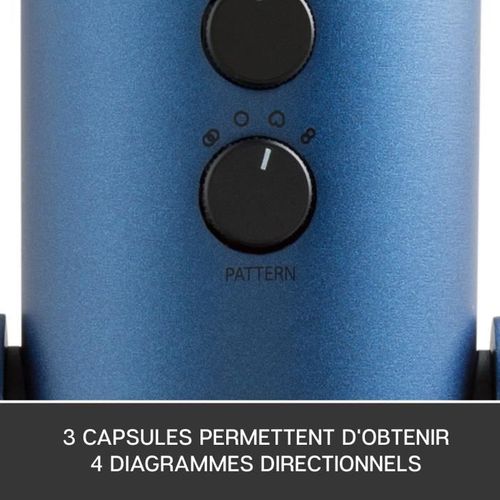 Microphone USB - Blue Yeti - Pour Enregistrement, Streaming, Gaming, Podcast Sur PC Ou Mac - Bleu