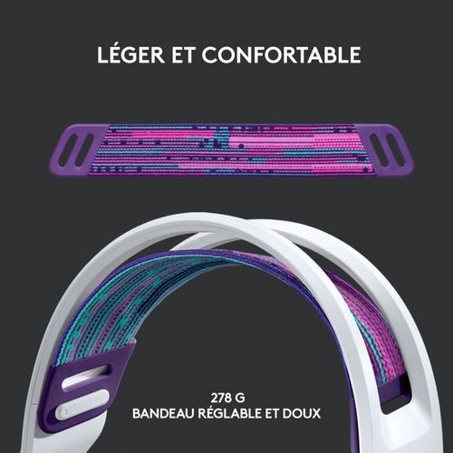Casque Gamer - Sans Fil - G733 Lightspeed - Ps5, PS4, PC, Mac - Blanc