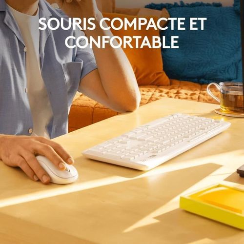 Clavier Mk295 Silent Wireless Combo Clavier Rf Sans Fil Qwerty Français Blanc