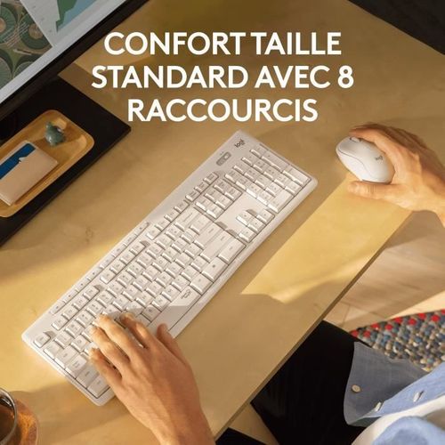 Clavier Mk295 Silent Wireless Combo Clavier Rf Sans Fil Qwerty Français Blanc