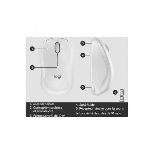 Clavier Mk295 Silent Wireless Combo Clavier Rf Sans Fil Qwerty Français Blanc