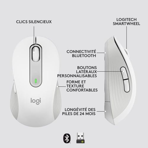 Souris - Sans Fil - Signature M650 L - Blanc - Droitier
