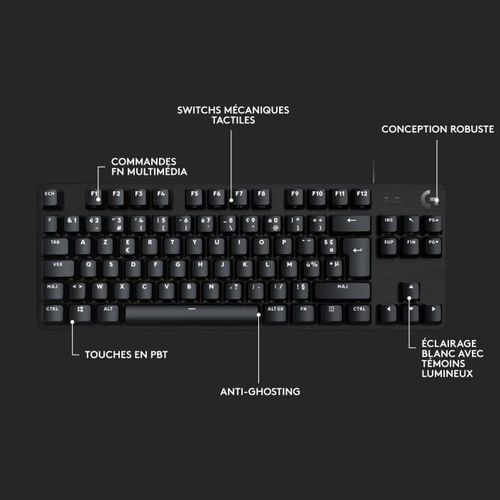 Clavier Gamer - Filaire - G413 Tkl Se - Rétroéclairé - Azerty - Noir