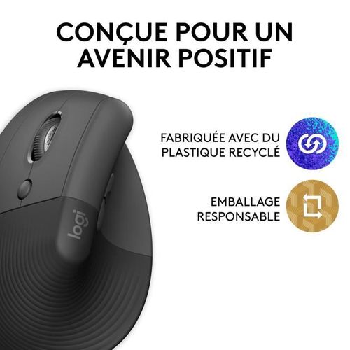 Souris Ergonomique - Sans Fil - Lift - Gaucher - Graphite
