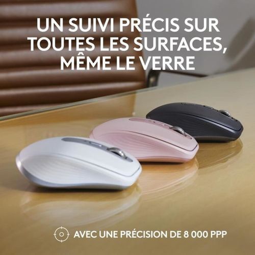 Souris Logitech Mx Anywhere 3s - Compacte - Defilement Rapide - Suivi Toute Surface En 8k Dpi - Rose