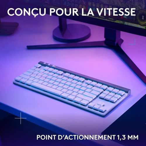 Clavier Gamer - Sans Fil - Logitech G  - G515 Lightspeed Tkl - Switch Gl Tactile - Azerty - Blanc
