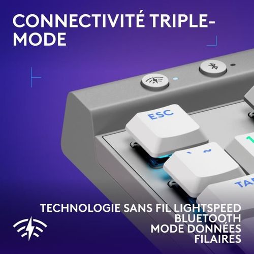 Clavier Gamer - Sans Fil - Logitech G  - G515 Lightspeed Tkl - Switch Gl Tactile - Azerty - Blanc
