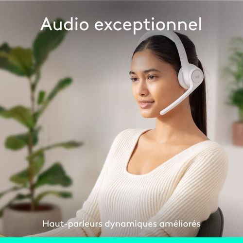 Casque PC Logitech Zone 300 Bluetooth Sans Fil Avec Microphone Anti-parasite - Blanc