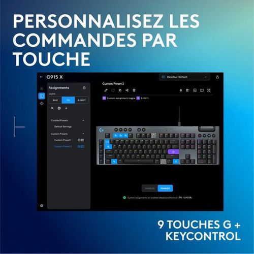 Clavier Gamer - Filaire - Logitech G - G915 X - Switch Tactile - Azerty - Noir
