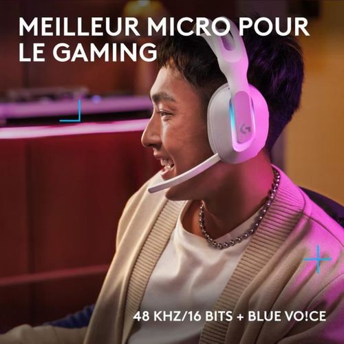 G522 Lightspeed Casque Gaming Sans Fil Blanc — Bluetooth 5.3, 70h Autonomie