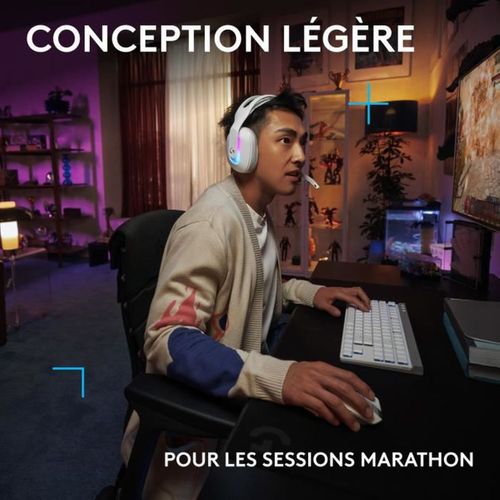 G522 Lightspeed Casque Gaming Sans Fil Blanc — Bluetooth 5.3, 70h Autonomie