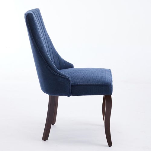 Ensemble De Salle à Manger, 2 Pièces, Revêtement En Tissu Doux Avec Pieds En Bois Massif, Lin, Bleu