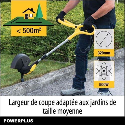 Coupe-bordures électrique 500 W, 320 Mm, Manche Télescopique En Aluminium