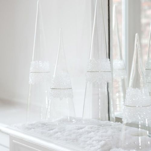 Cône Glace En Verre "diamant" 42cm Transparent