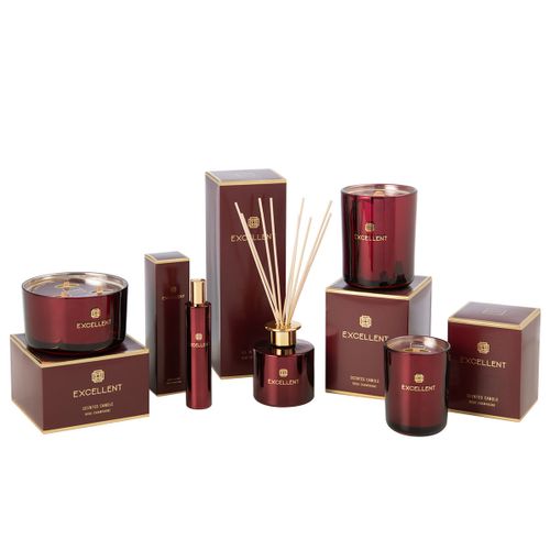 Bougie Parfumée "excellent" 14cm Rose Champagne Rouge