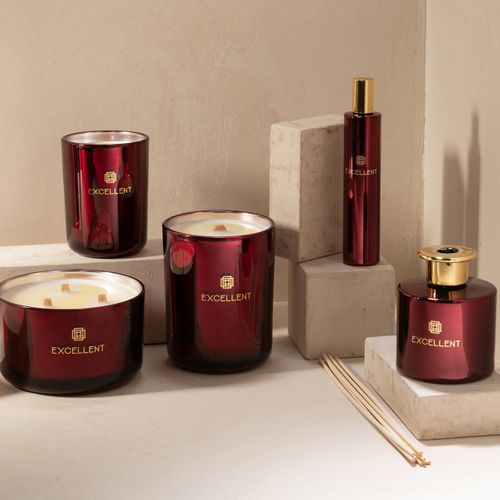 Bougie Parfumée "excellent" 14cm Rose Champagne Rouge