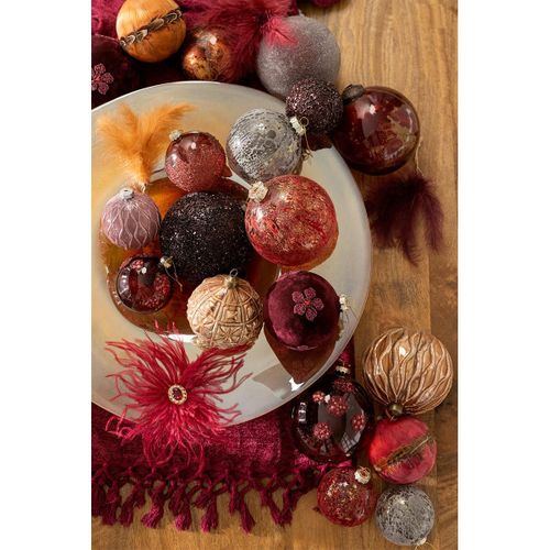 Lot De 4 Boules De Noël "antique" 10cm Gris et Or