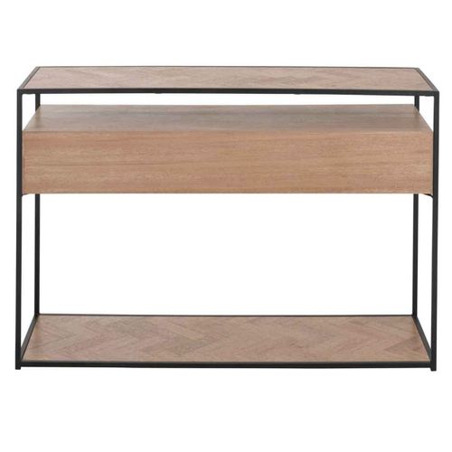 Console 2 Tiroirs "miraza" 120cm Naturel et Noir