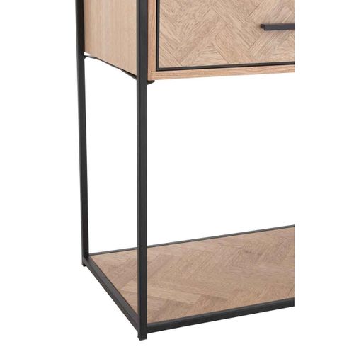 Console 2 Tiroirs "miraza" 120cm Naturel et Noir