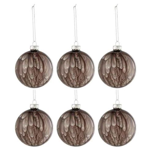 Lot De 6 Boules De Noël "tâche Brillante" 8cm Gris