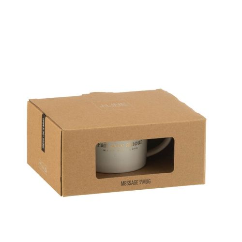 Ensemble Tasse, Sous-tasse et Cuillère "cœur Ii" 42cl Blanc