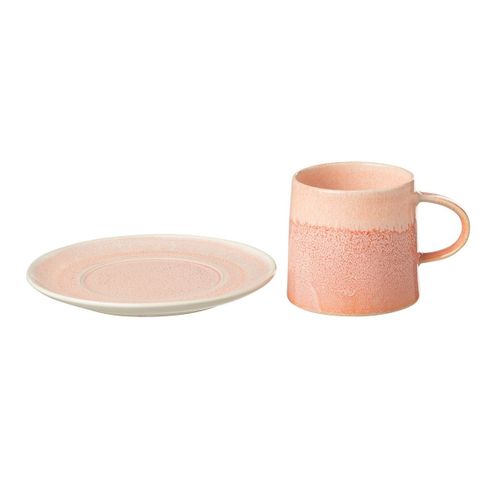 Ensemble Tasse et Sous-tasse En Porcelaine "lara" 16cm Saumon