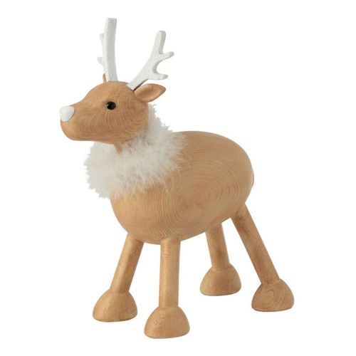 Statuette Déco Renne "fourrure" 28cm Naturel