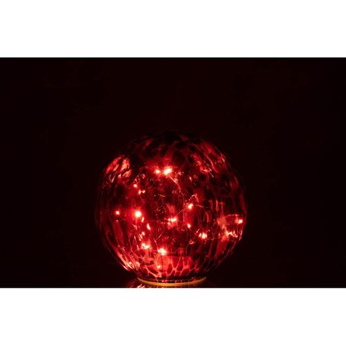 Boule LED En Verre Tacheté "preston" 20cm Rouge