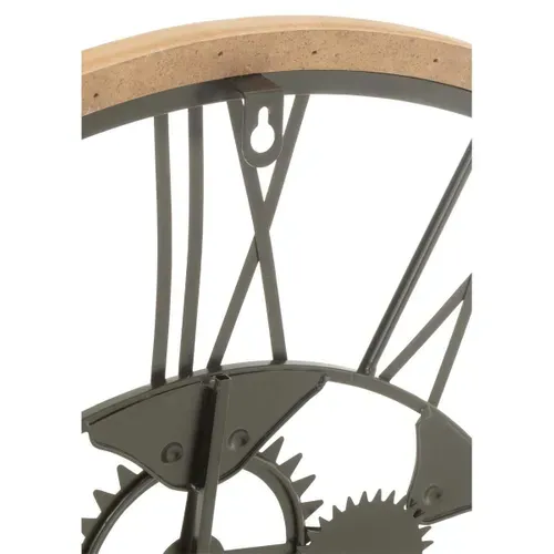 Horloge Murale En Métal "roues" 60cm Noir et Naturel