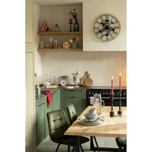 Horloge Murale En Métal "roues" 60cm Noir et Naturel