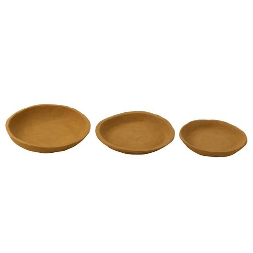 Lot De 3 Coupelles Déco "papier Mâché" 40cm Jaune