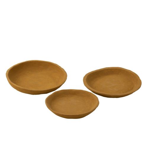 Lot De 3 Coupelles Déco "papier Mâché" 40cm Jaune