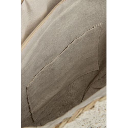 Sac De Plage Rond "bali" 40cm Naturel et Blanc