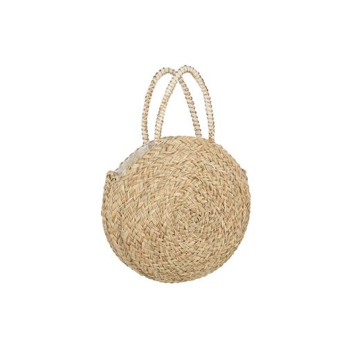 Sac De Plage Rond "bali" 40cm Naturel et Blanc